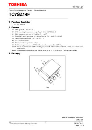 TC7SZ14F datasheet cover page