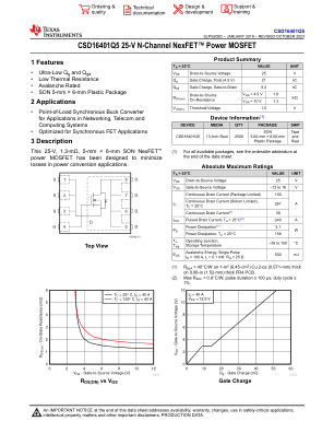 CSD16401Q5 数据手册首页