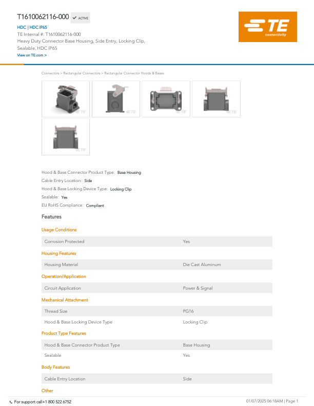 T1610062116-000 datasheet cover page