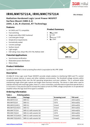 IRHLNM7S7214 datasheet cover page