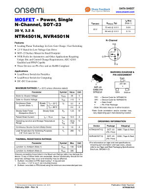 NTR4501N 数据手册首页