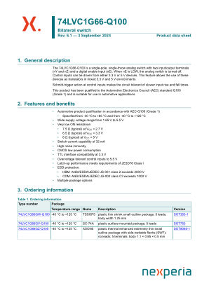 74LVC1G66GZ-Q100YL datasheet cover page