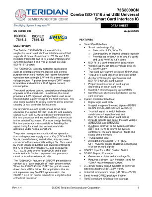 73S8009CN datasheet cover page