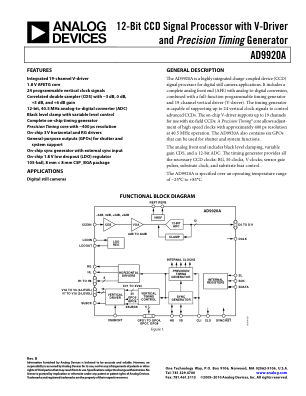 AD9920A datasheet cover page