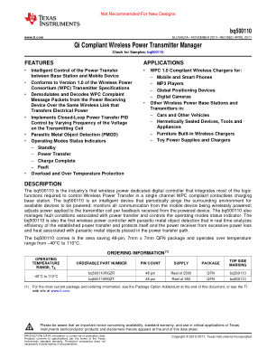 BQ500110 datasheet cover page