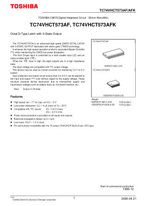 TC74VHCT573AFK datasheet cover page