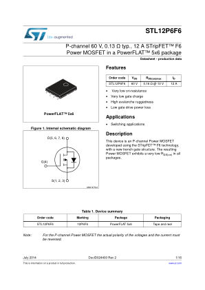 STL12P6F6 数据手册首页