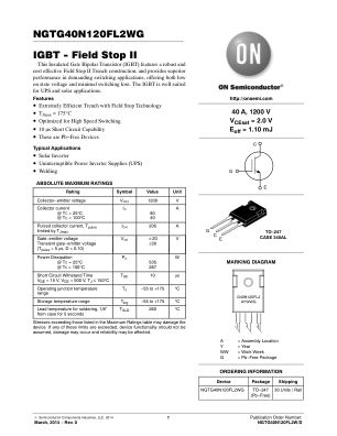 NGTG40N120FL2W 数据手册首页