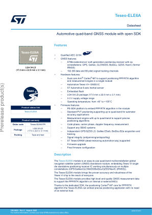 TESEO-ELE6A datasheet cover page