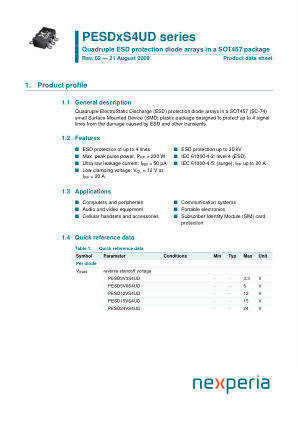 PESD24VS4UD datasheet cover page