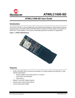 ATWILC1000-SD 数据手册首页