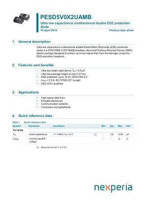 PESD5V0X2UAMBYL datasheet cover page