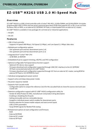 CYUSB2352 datasheet cover page