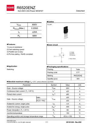 R6520ENZ 数据手册首页