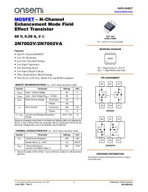 2N7002VA datasheet cover page