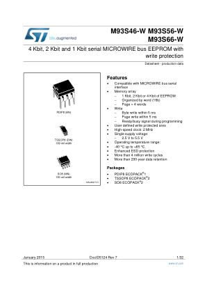 M93S46-W datasheet cover page