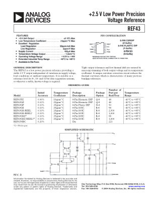 REF43 datasheet cover page