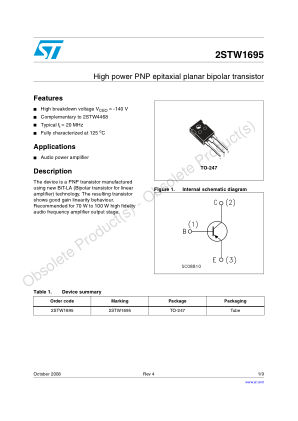 2STW1695 datasheet cover page