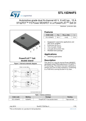 STL15DN4F5 数据手册首页