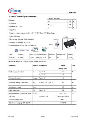 BSR315P datasheet cover page