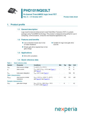 PHD101NQ03LT datasheet cover page