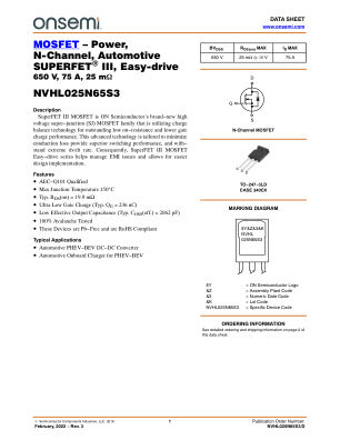 NVHL025N65S3 datasheet cover page