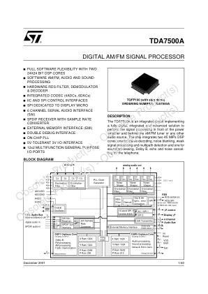 TDA7500A datasheet cover page