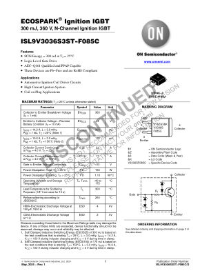 ISL9V3036S3ST-F085C datasheet cover page