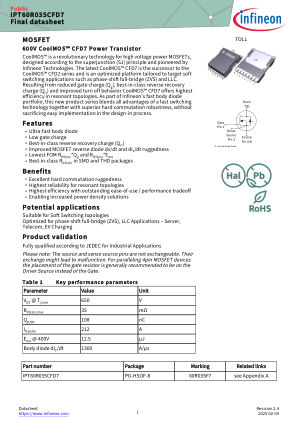 IPT60R035CFD7 datasheet cover page