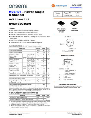 NVMFS5C460N 数据手册首页