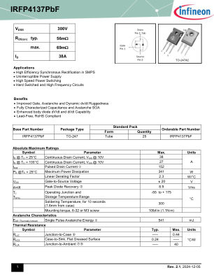 IRFP4137 datasheet cover page
