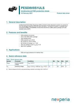 PESD8V0S1ULSYL datasheet cover page
