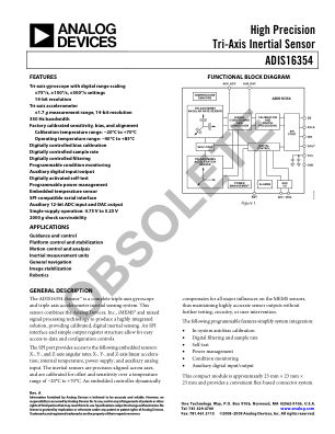 ADIS16354 数据手册首页