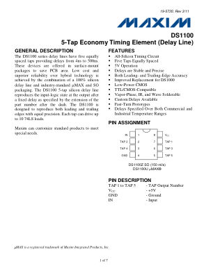 DS1100 datasheet cover page