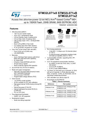 STM32L071V8 数据手册首页