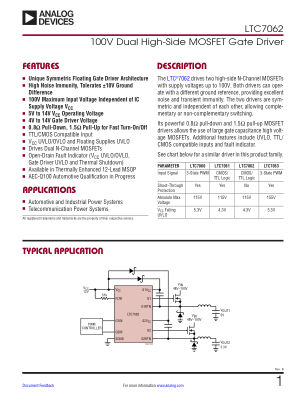 LTC7062 datasheet cover page