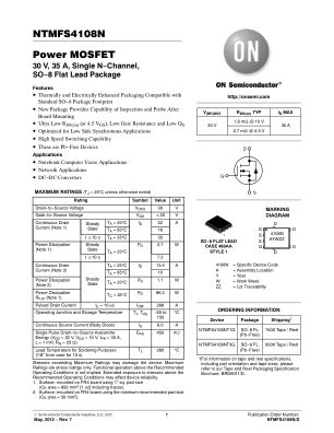 NTMFS4108N datasheet cover page