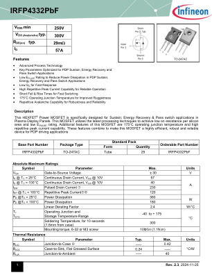IRFP4332 datasheet cover page