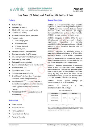 AW86214 datasheet cover page