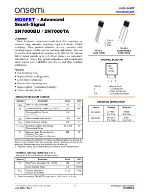 2N7000TA datasheet cover page