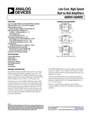 AD8091 数据手册首页
