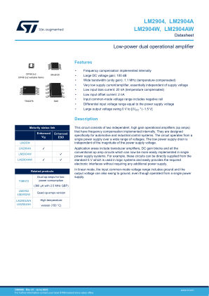 LM2904W datasheet cover page