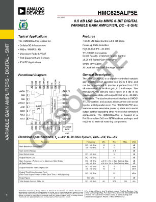 HMC625A 数据手册首页