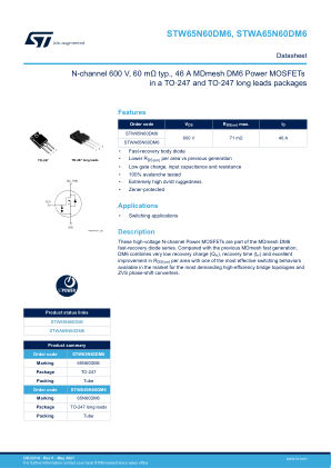 STW65N60DM6 datasheet cover page