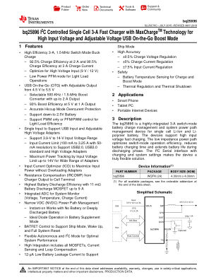 BQ25896 datasheet cover page
