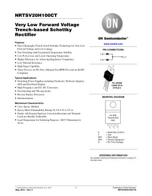 NRTSV20H100CT datasheet cover page