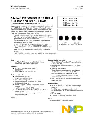 K32L2AX 数据手册首页