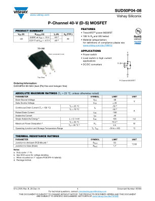 SUD50P04-08 datasheet cover page