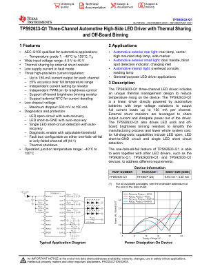 TPS92633-Q1 datasheet cover page