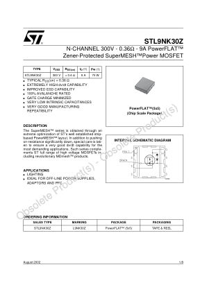 STL9NK30Z 数据手册首页